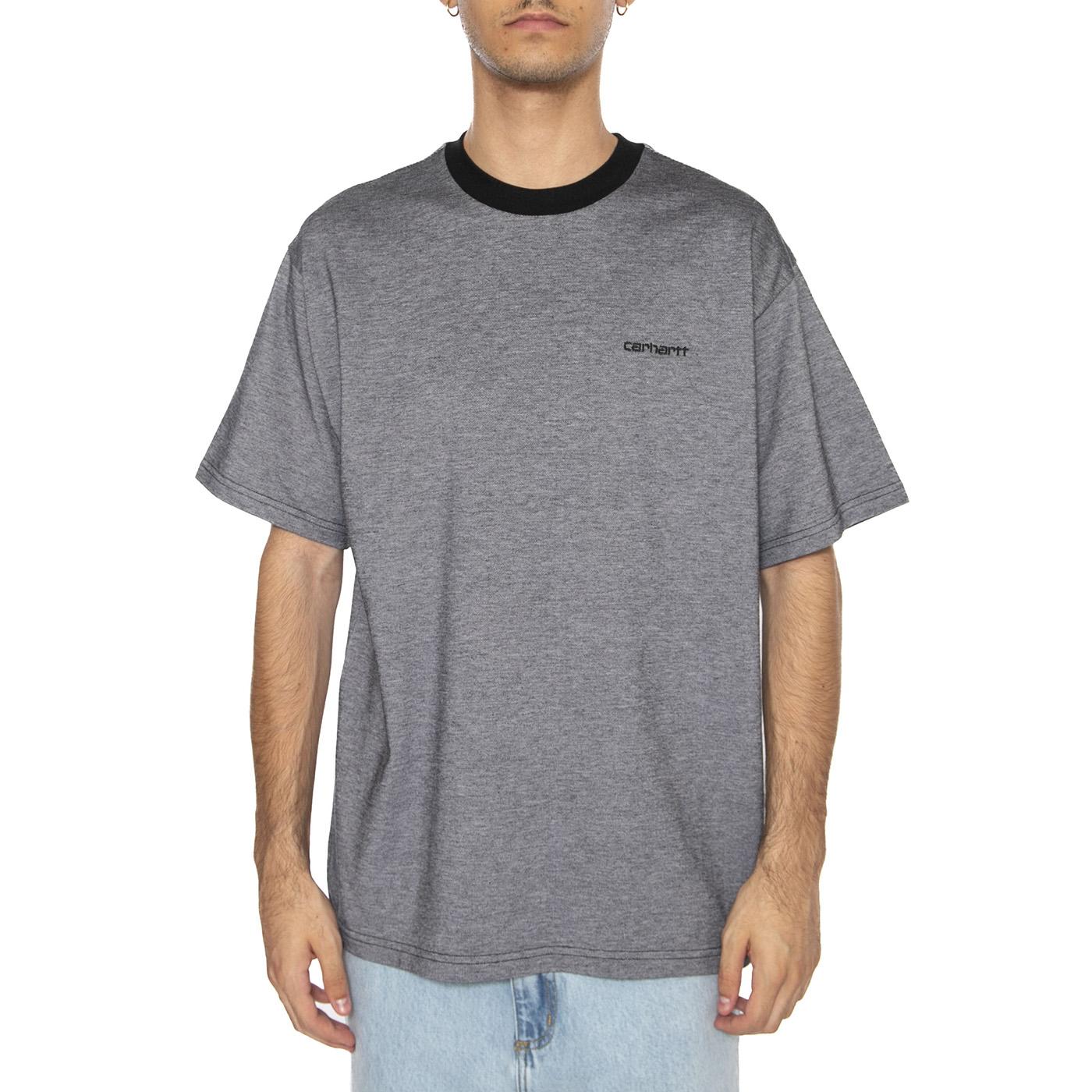 S/S Piqué T-Shirt Black / White / Black - Maglietta Girocollo Uomo Nera I035142.3G9XX  CARHARTT WIP 