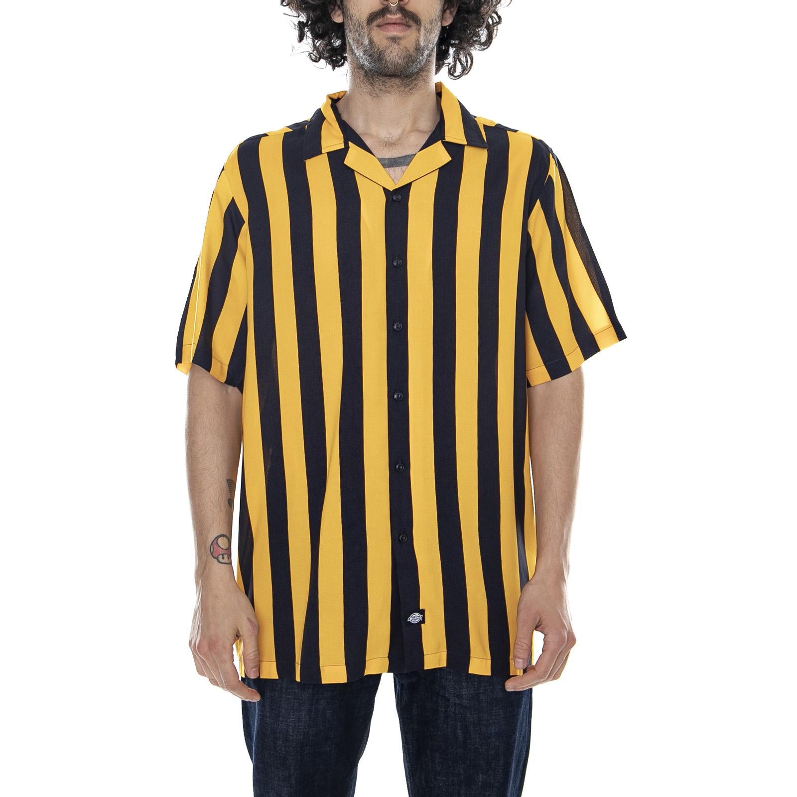 Roslyn - Custard/Black - Camicia Maniche Corte Uomo 05 200340-CUS . DICKIES 