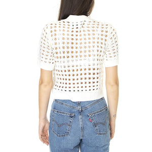 W' Top de Punto Abierto de Manga Corta Blanco - Top Donna Bianco 31W/10272  WILD PONY 