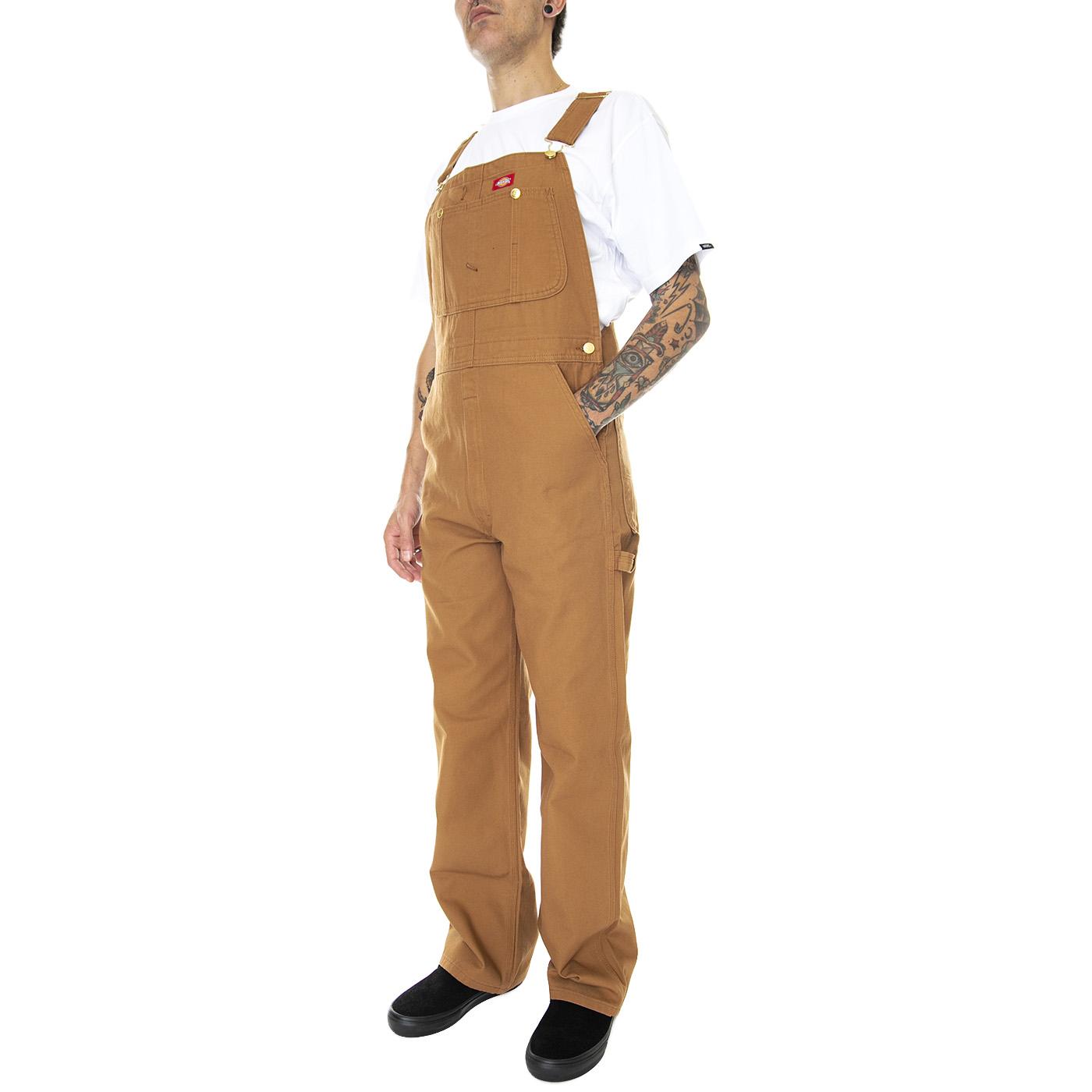 Bib Overall Loose Fit Rinsed Brown - Salopette Denim Jeans Uomo Marrone DK0DB100RBD1  DICKIES 