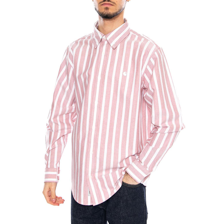 L/S Deven Shirt Deven Stripe, Oxide Red - Camicia Uomo Multicolore I036198 3JDXX CARHARTT WIP 