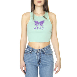 Obey Flaming Butterfly Rib Megan Tank Green Fig - Canotta Donna Verde 263732327-GFG  OBEY 