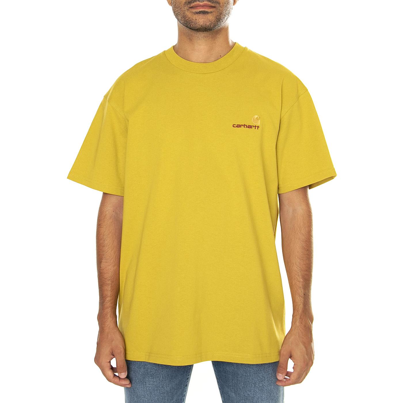 S/S American Script T-Shirt Golden Olive - Maglietta Girocollo Uomo Gialla I029956.29SXX  CARHARTT WIP 