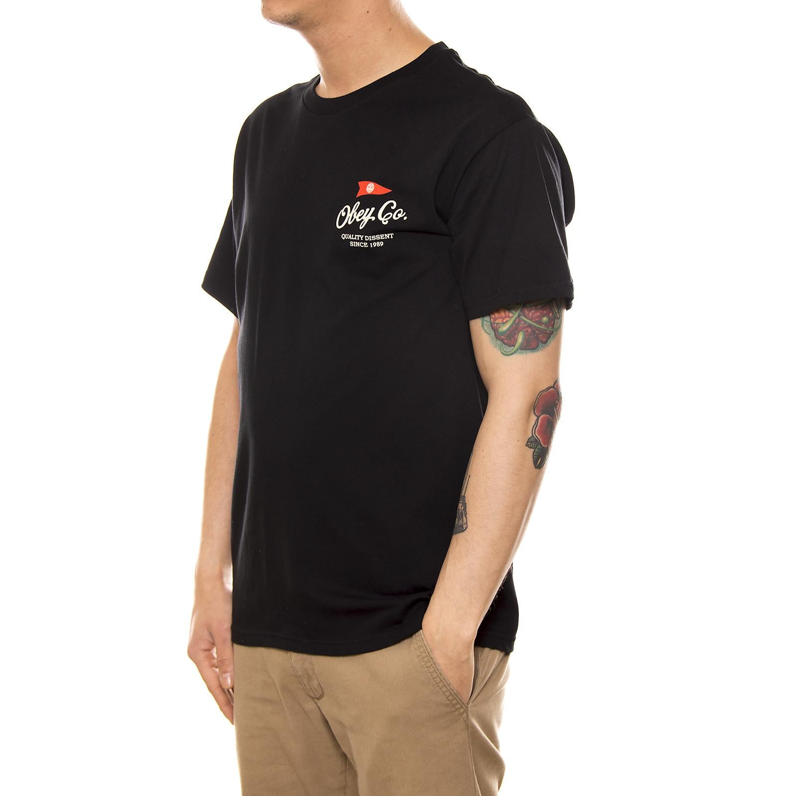 OBEY NAUTICAL FLAG PREMIUM S/S TEE BLACK 165361357-BLK  OBEY 