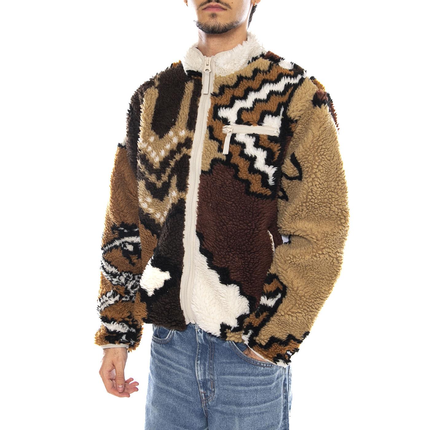 Moroccan Rug Sherpa Jacket Brown Multi - Giacca Uomo Multicolore 121800575 BWM OBEY 