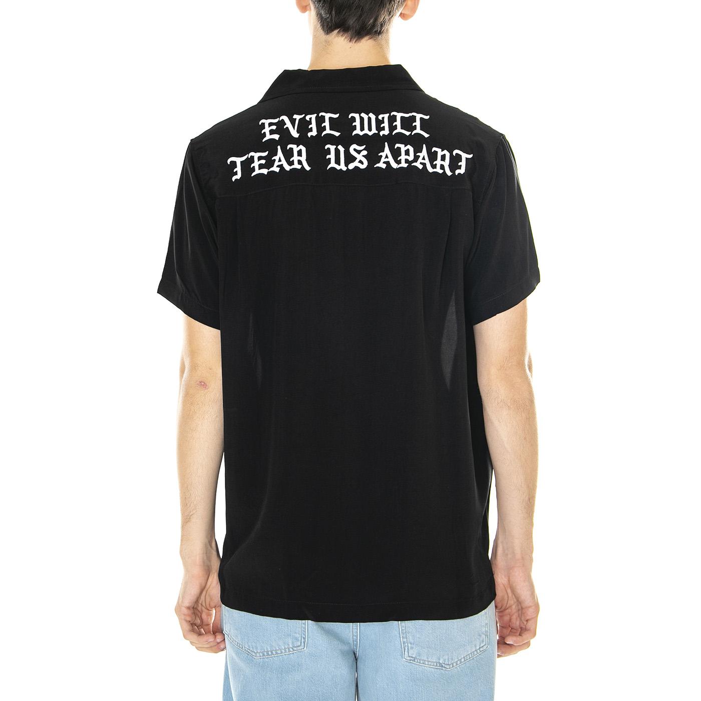 M' Ewtua Shirt Black XXL - Camicia Maniche Corte Uomo Nera / Multicolore SHT0057BLK  DOOMSDAY 