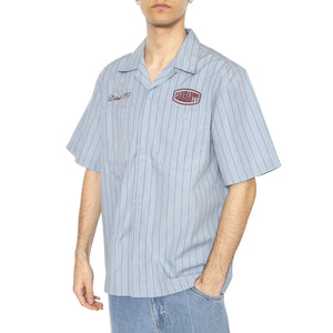 S/S Hendry Shirt Seaton Stripe, Frosted Blue / Mulberry - Camicia Maniche Corte Uomo Blu I034534.2SUXX  CARHARTT WIP 