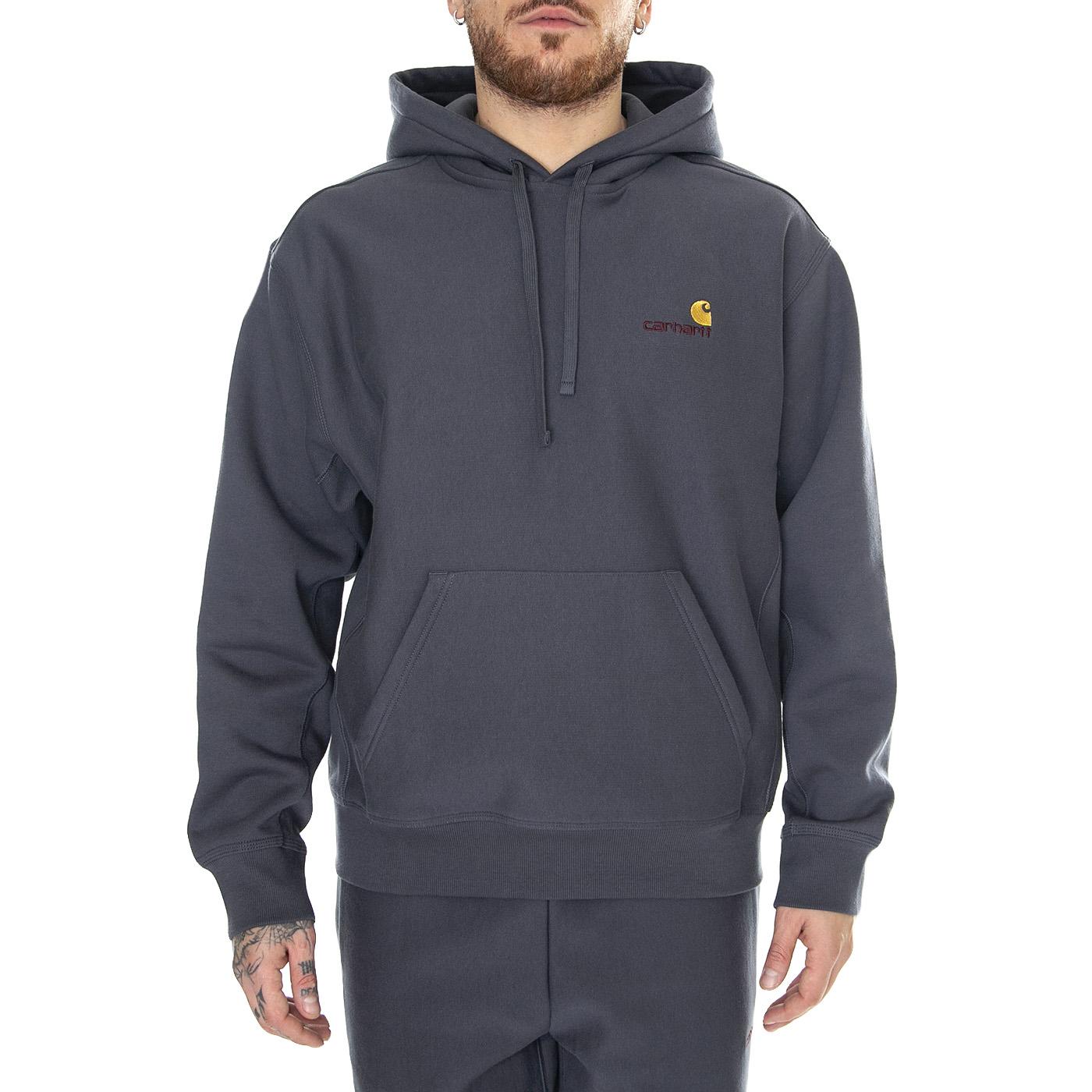 Hooded American Script Sweat Zeus - Felpa con Cappuccio Uomo Grigia I028279.1CQXX  CARHARTT WIP 