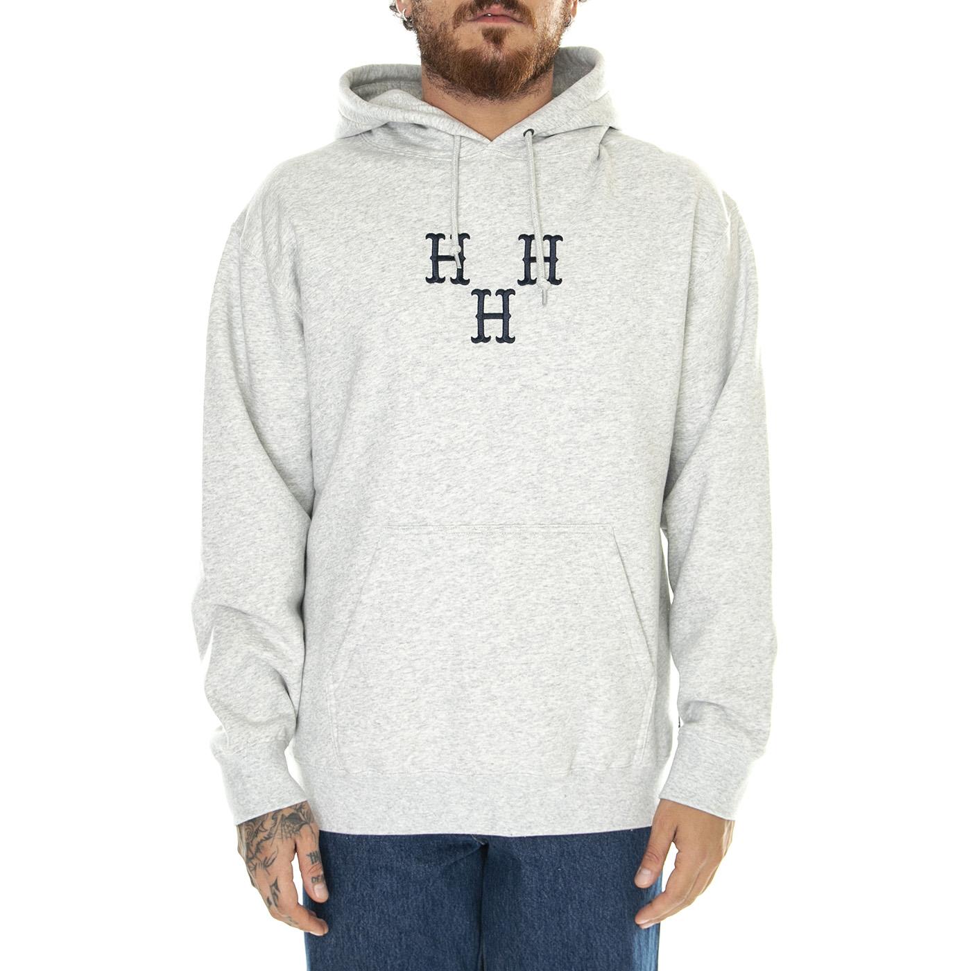 Hat Trick P/O Hoodie Heather Grey - Felpa con Cappuccio Uomo Grigia PF00615-HTGRY  HUF 