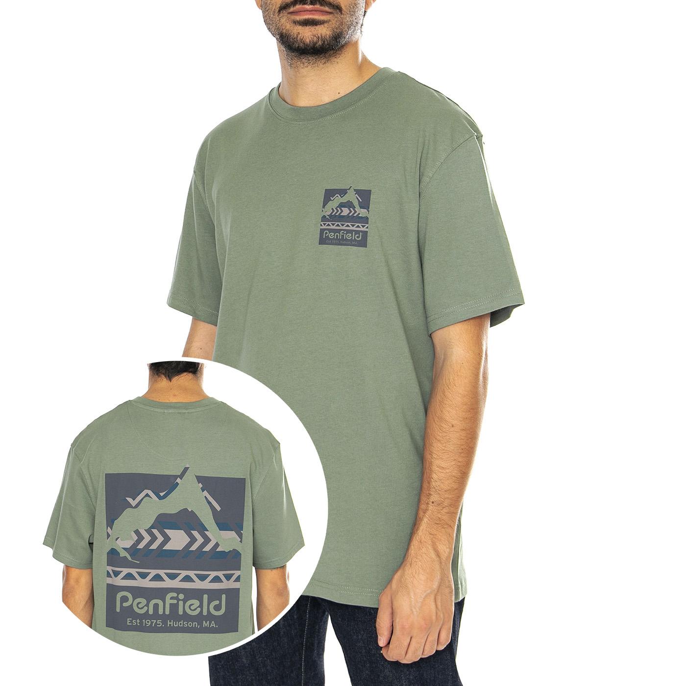 Mountain Filled Back Graphic S Laurel Wreath - Maglietta Girocollo Uomo Verde PFD0222-D66  PENFIELD 