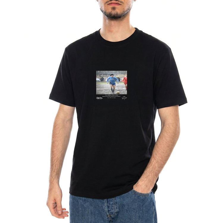 "Partita del Fango" Tee Black - Maglietta Maradoa Girocollo Uomo Nera TS1367 T4-01 DOLLY NOIRE 