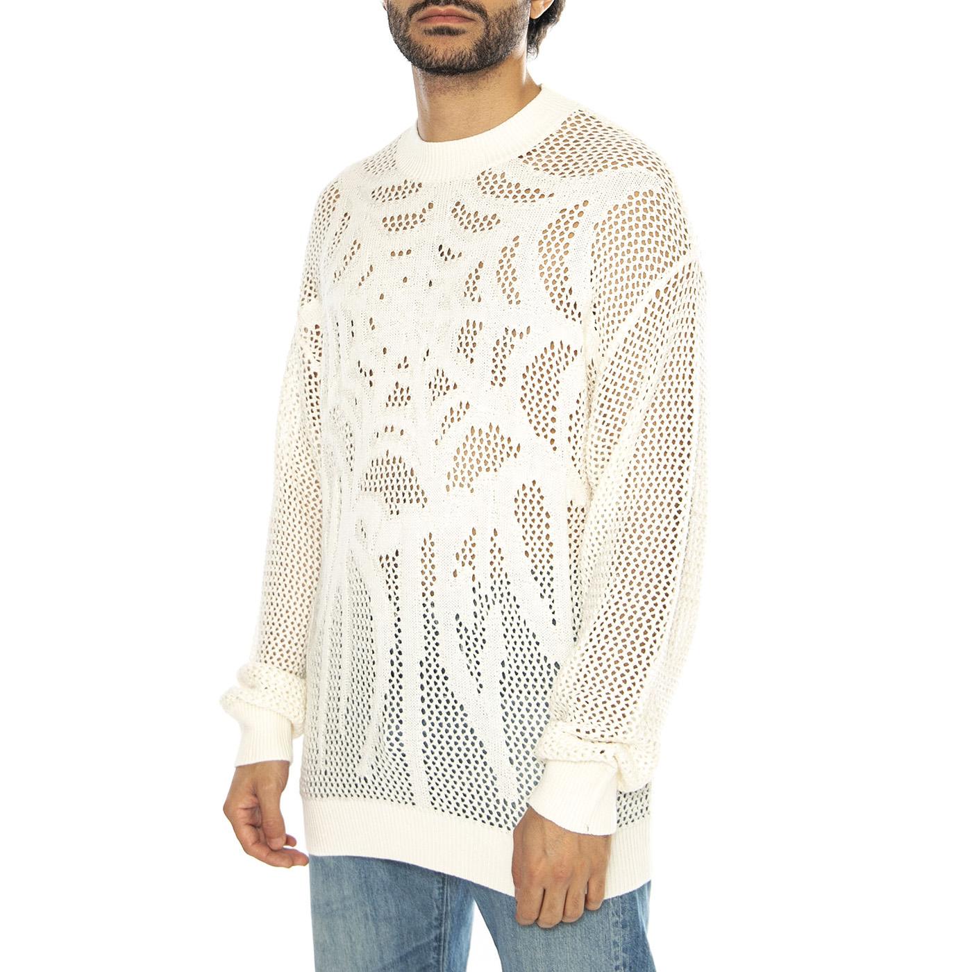 Sweater Snatch Off White - Maglione Girocollo Uomo Bianco SWEATER SNATCH - OFF-WHITE  WASTED PARIS 