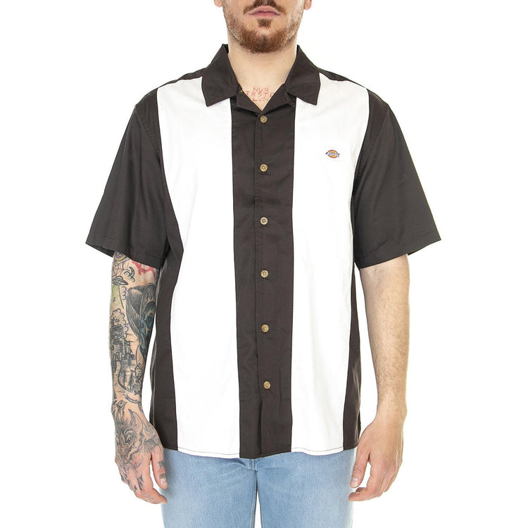 Westover Dark Brown - Camicia Maniche Corte Uomo Marrone / Bianca DK0A4Y7MDBX1  DICKIES 