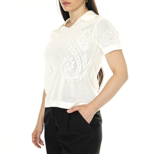 Briana Open Knit Shirt White - Maglietta Donna Bianca A878400  OBEY 