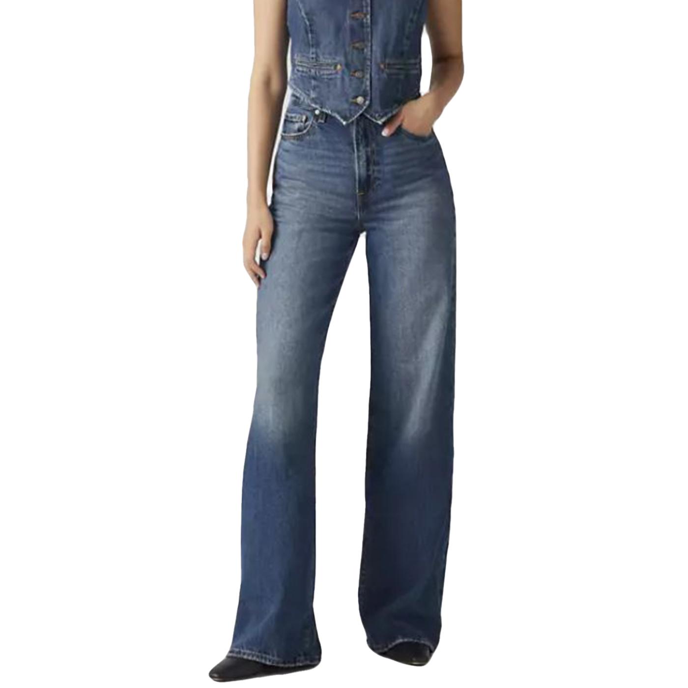 RIBCAGE WIDE LEG POLAR PERIMETER - Pantaloni Denim Jeans a Zampa Donna Blu A6081 0012 LEVIS 