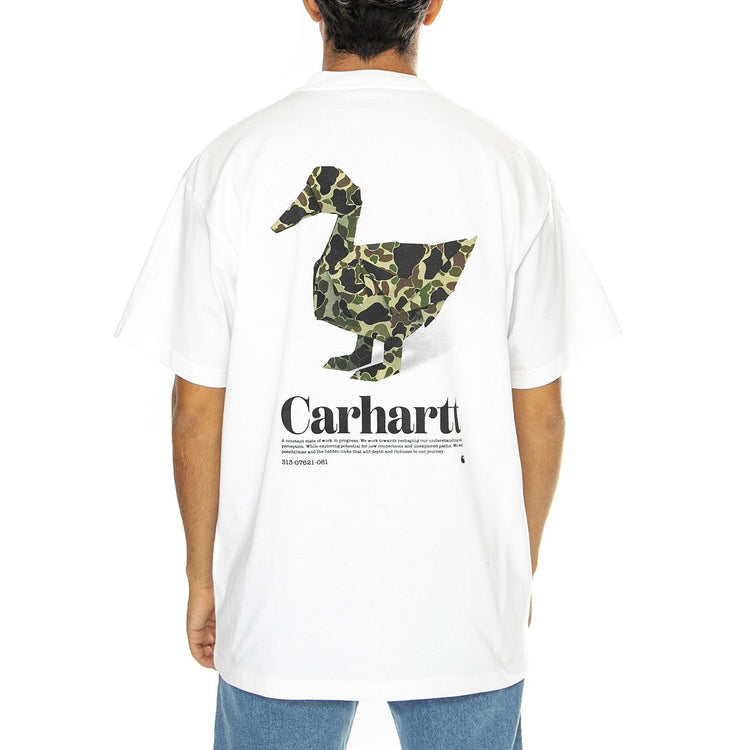 S/S Fold Duck T-Shirt White - Maglietta Girocollo Uomo Blu I033967.02XX  CARHARTT WIP 