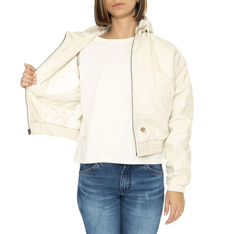 Corduroy Hooded Jacket W Whitecap Gray - Giacca Donna Bianca DK0A4Z4HF901  DICKIES 