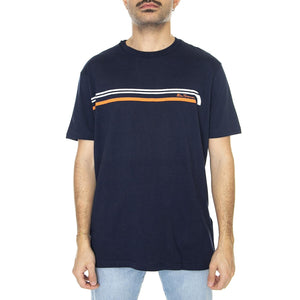 Printed Chest Stripe Tee Marine - Maglietta Girocollo Uomo Blu 67133-035  BEN SHERMAN 