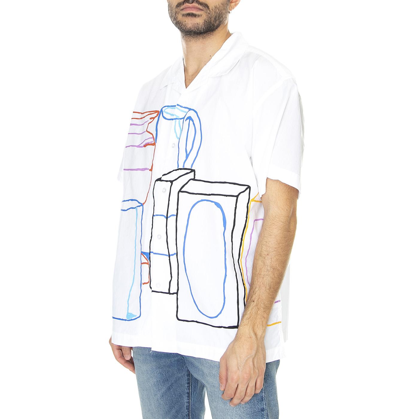 Pantry Woven SS White - Camicia Maniche Corte Uomo Bianca 181210375-WHT  OBEY 