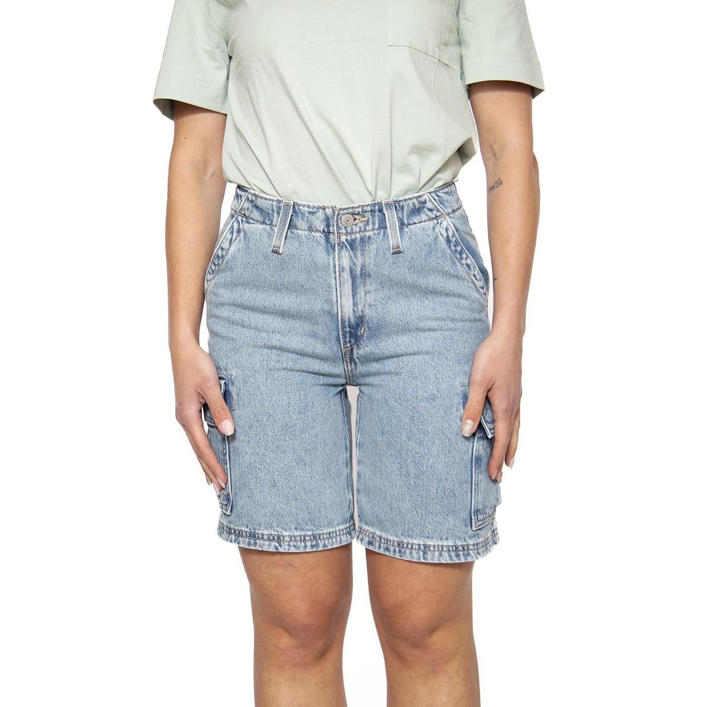 Baggy Cargo Short Too Clean Blue - Bermuda Cargo Donna Blu 001VA-0000 . LEVIS 