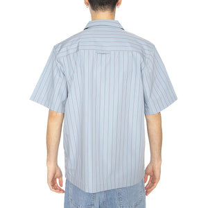 S/S Hendry Shirt Seaton Stripe, Frosted Blue / Mulberry - Camicia Maniche Corte Uomo Blu I034534.2SUXX  CARHARTT WIP 