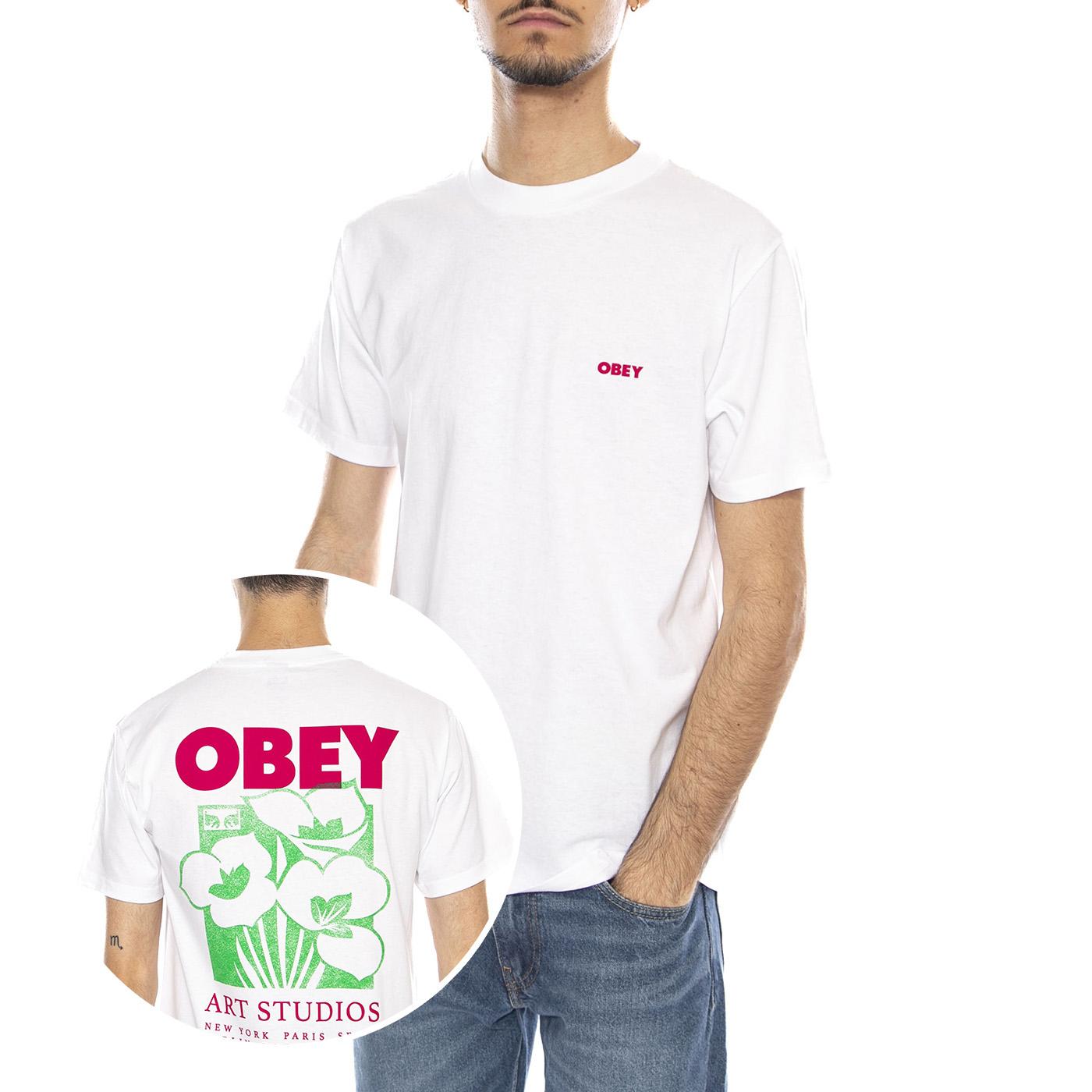 OBEY Art Studio Flowers Tee -- Maglietta Girocollo Uomo Bianca 165264234 WHT OBEY 