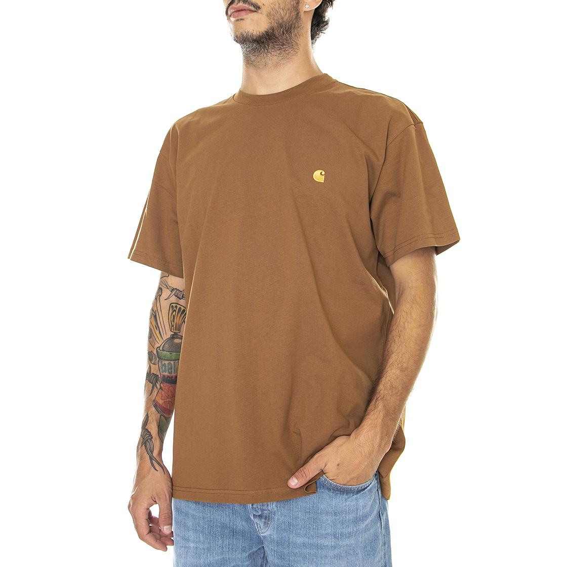 S/S Chase T-Shirt Hamilton Brown / Gold - Maglietta Girocollo Uomo Marrone I026391-00YXX  CARHARTT WIP 