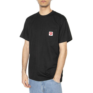 S/S Pocket Heart T-Shirt Black / Red - Maglietta Girocollo Uomo Nera I032128.1V2XX  CARHARTT WIP 