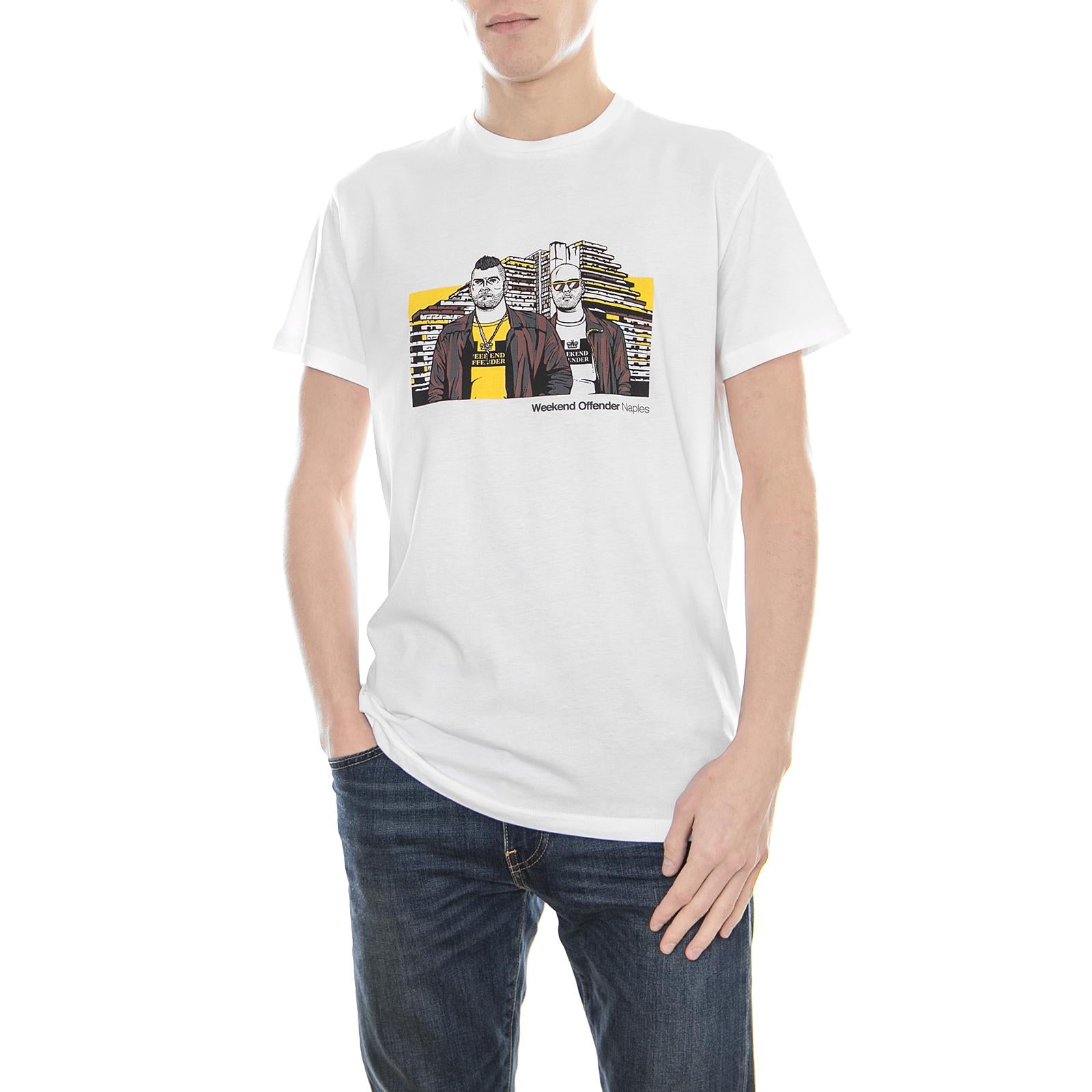 Gomorra T-Shirt - White - Maglietta Girocollo Uomo Bianca WOTSB001-WHITE  WEEKEND OFFENDER 