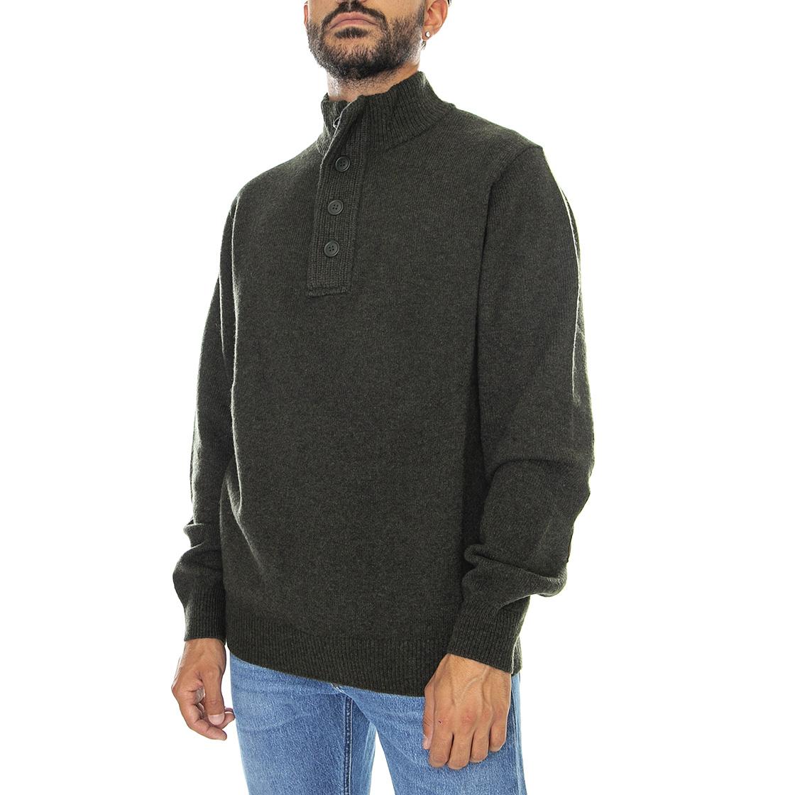 Patch Half Zip Seaweed - Maglione Collo Alto Uomo Verde FW22-MKN0585-GN73  BARBOUR 