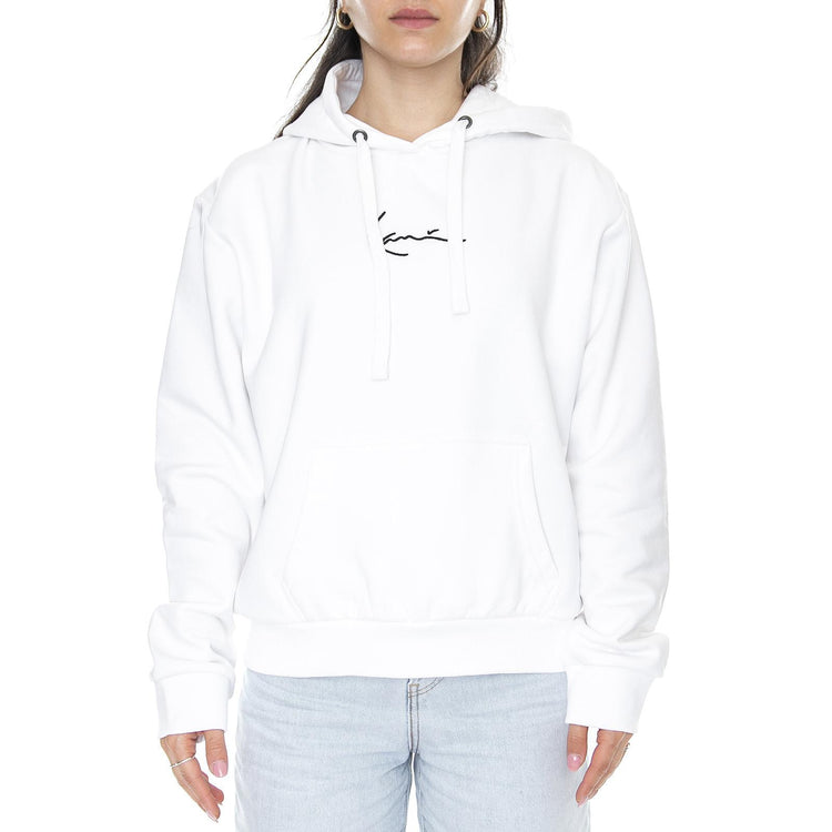 Small Signature Hoodie - White - Felpa con Cappuccio Donna Bianca KRCKKWQ32004WHT  KARL KANI 