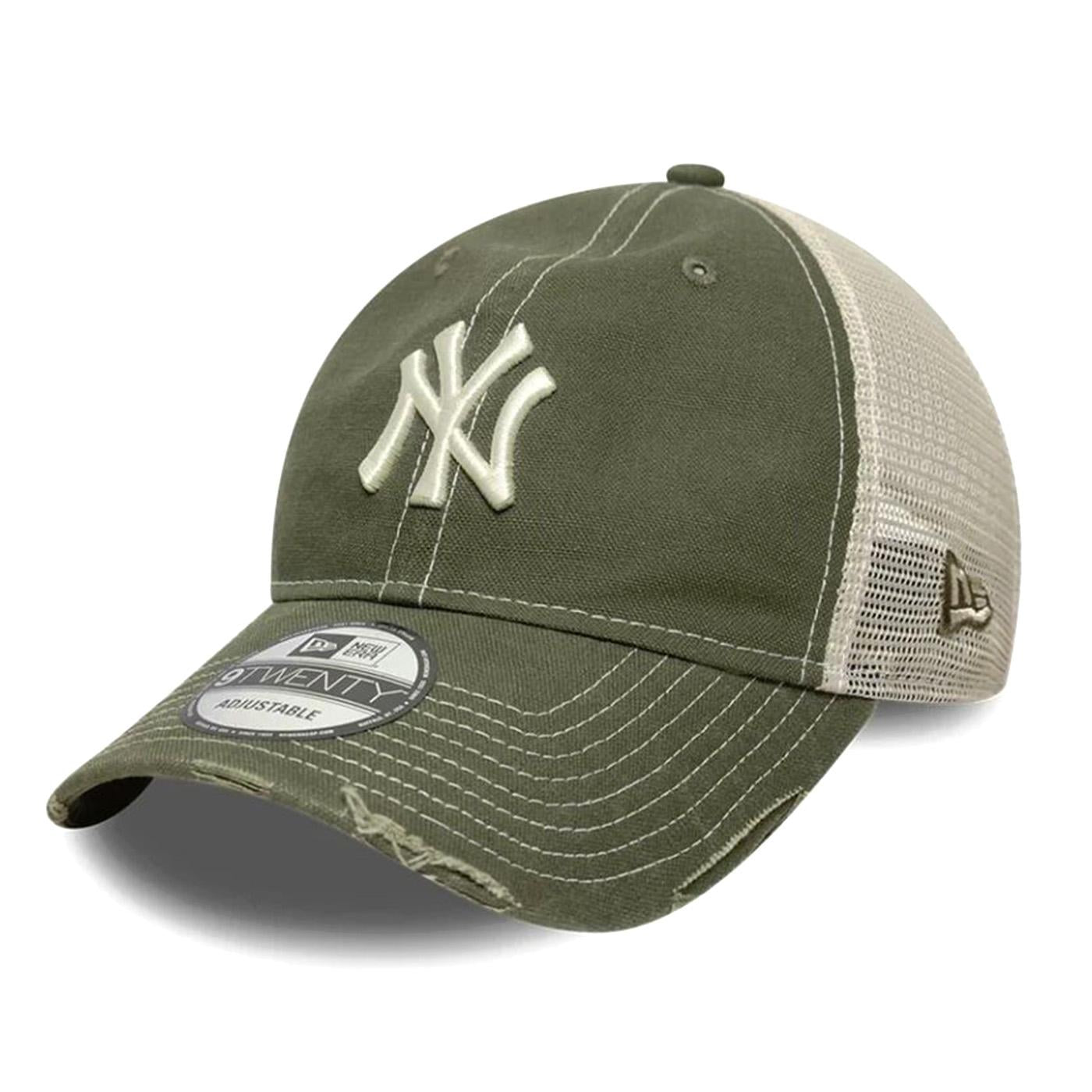 COTTON CANVAS 9TWENTY® TRUCKER NEW YORK YANKEES GREEN - Cappellino con Visiera Verde<BR/><BR/> 60856386 NOV NEW ERA 