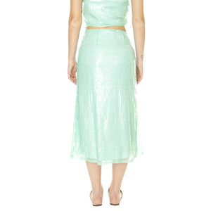 W' Falda Midi con Abertura y Lentejuelas Azul - Gonna Blu 31W/11235  WILD PONY 