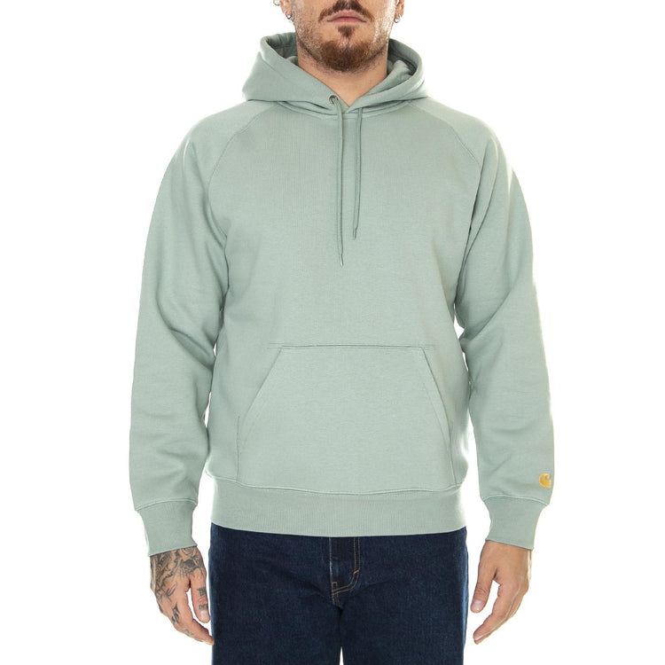M' Hooded Chase Sweat Glassy Teal / Gold - Felpa con Cappuccio Uomo Verde I026384.1R1XX  CARHARTT WIP 