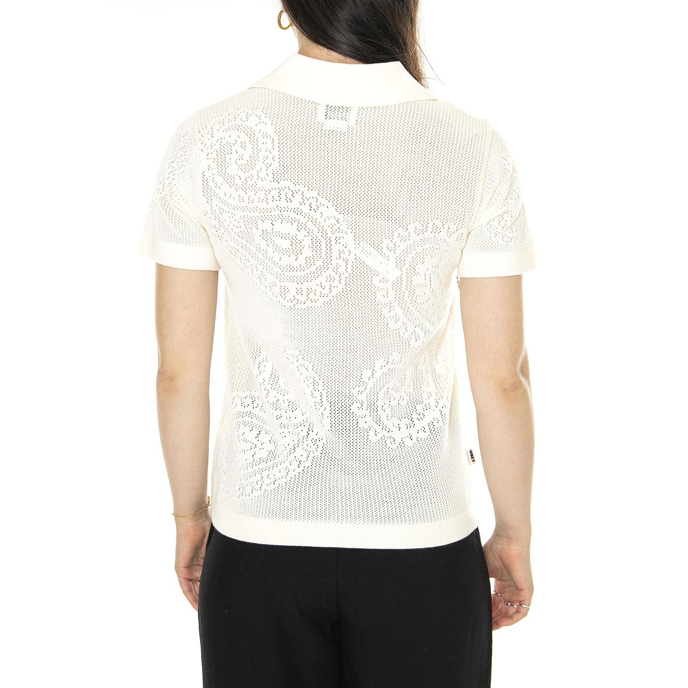 Briana Open Knit Shirt White - Maglietta Donna Bianca A878400  OBEY 