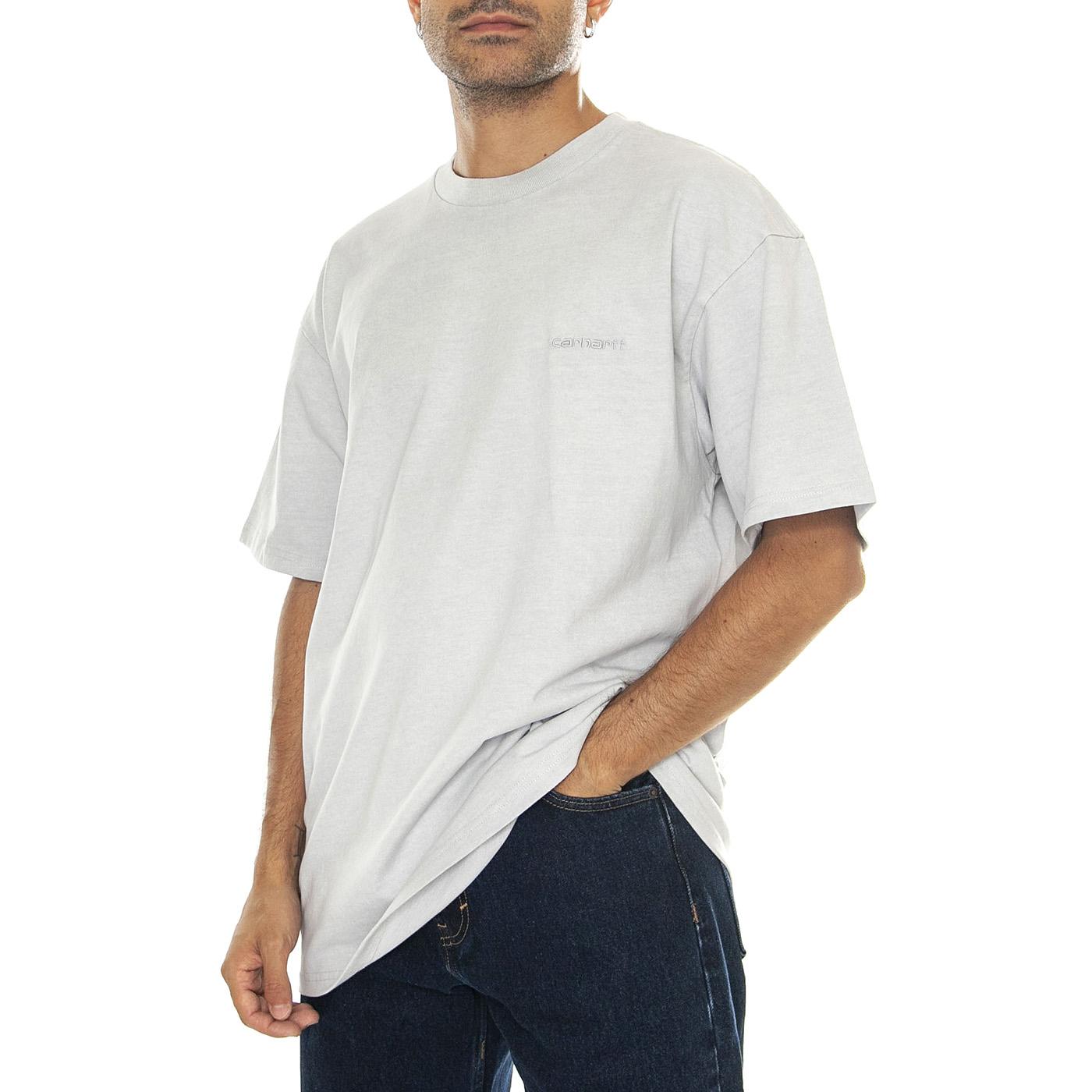 S/S Duster Script T-Shirt Basalt garment dyed - Maglietta Girocollo Uomo Grigia I033622.29JGD  CARHARTT WIP 