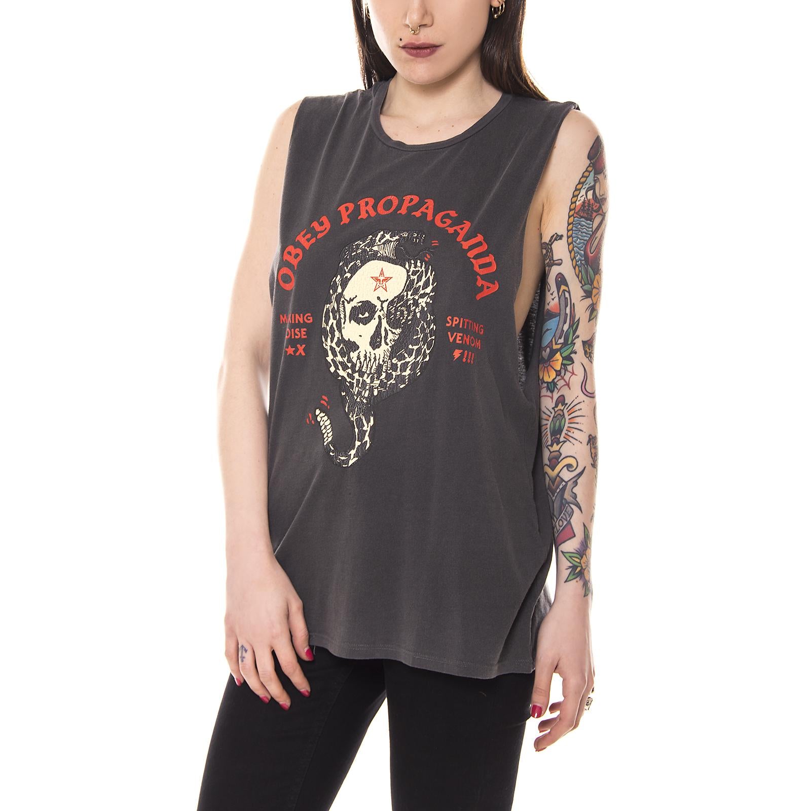 SPITTING VENOM RATTLER MOTO TANK WO S DUSTY BLACK 264621029-DBA  OBEY 