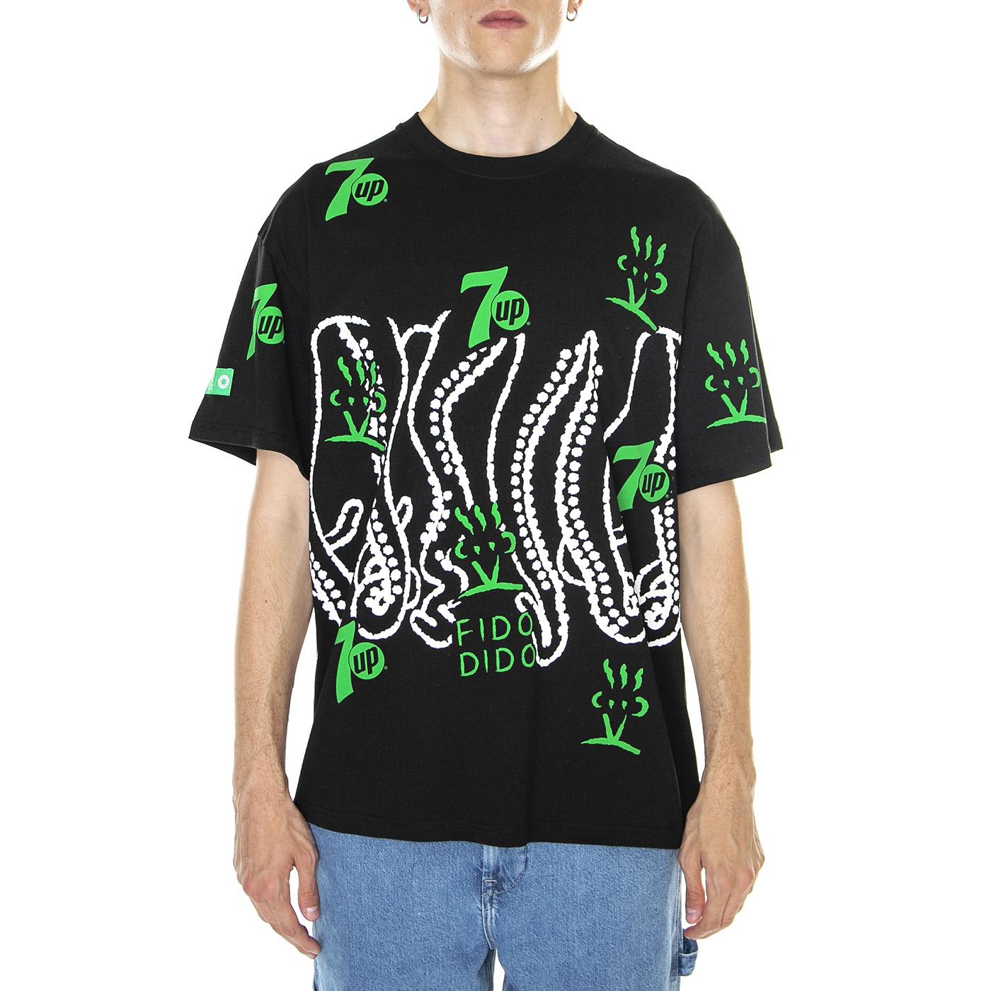 M' 7Up Octopus Splashed Tee Black - Maglietta Girocollo Uomo Nera 23SOTS94-BLACK  OCTOPUS 