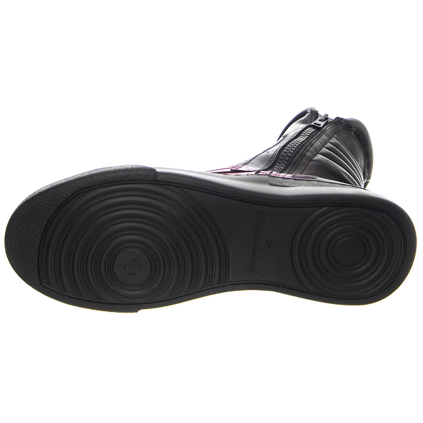 M' Moto Nappa Black / Fuchsia Black Sole - Stivali Uomo Neri / Viola BOMMOTO-NAPPA.BKFUC  BRUNO BORDESE 