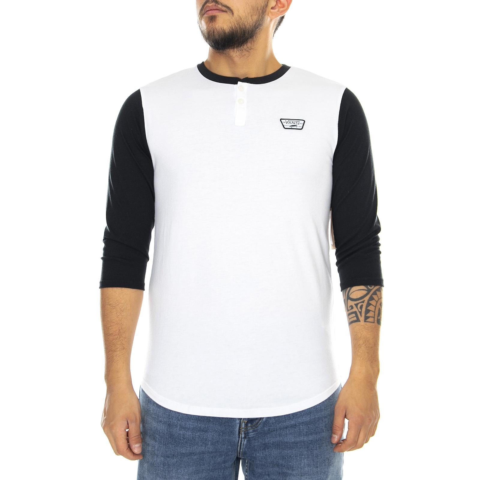 Mn Cajon Tee - White / Black - Maglietta Maniche 3/4 Uomo Bianca / Nera V00V3XYB2  VANS 