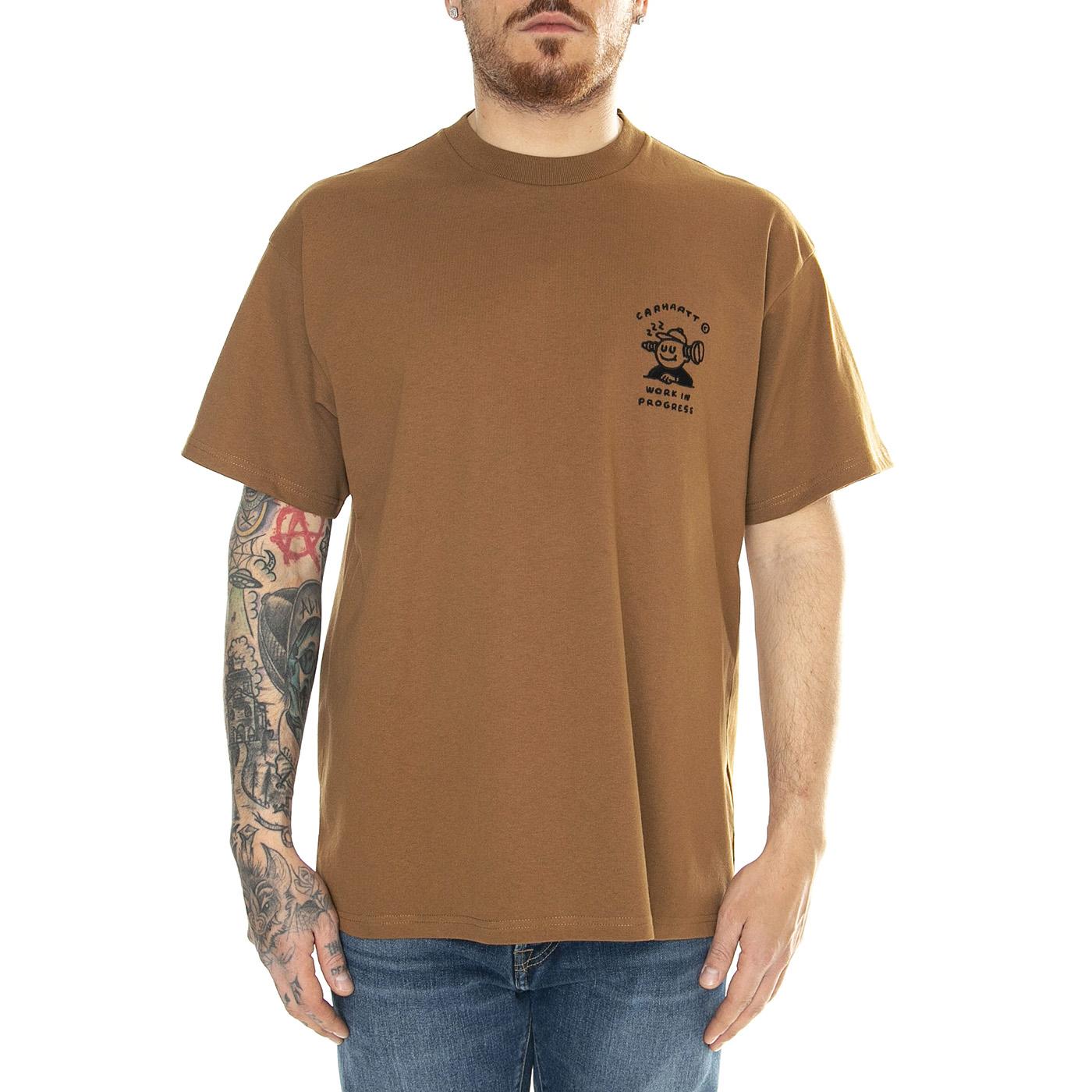 S/S Icons T-Shirt Hamilton Brown / Black - Maglietta Girocollo Uomo Marrone I033271.08WXX  CARHARTT WIP 