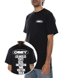 T-shirt OBEY GLOBAL IMPACT TEE BLACK - T-shirt Homme Col Rond Noir