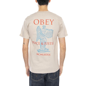 Obey Peace & Justice Statue Maglietta -- Maglietta Uomo Silver Grey 165264238 SIG OBEY 