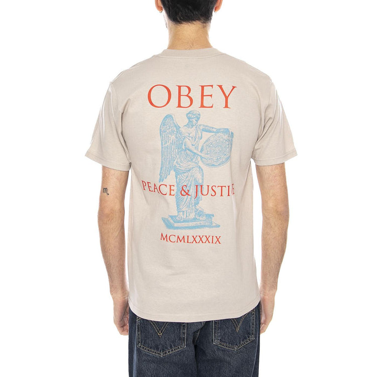 Obey Peace & Justice Statue Maglietta -- Maglietta Uomo Silver Grey 165264238 SIG OBEY 