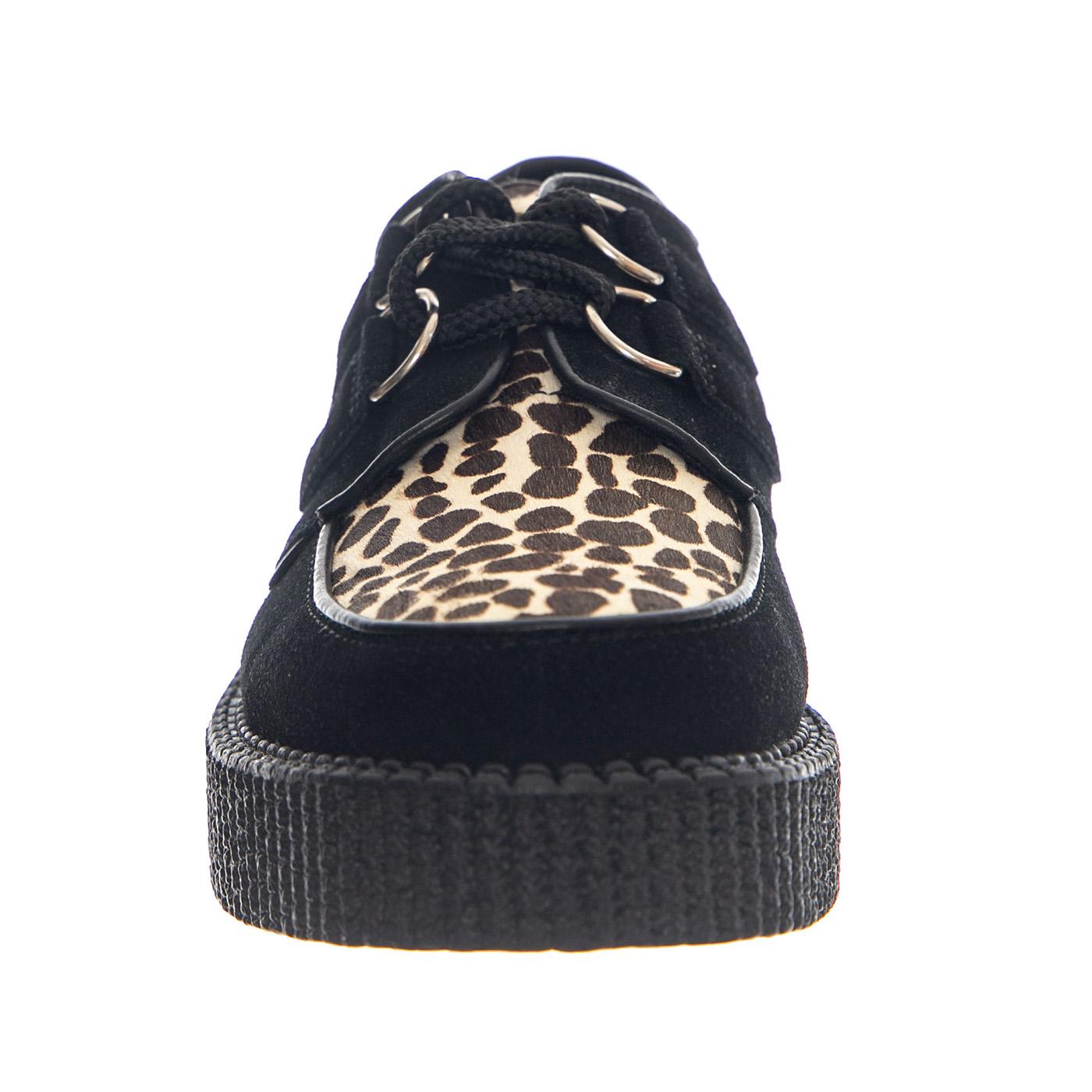 Wulfrun Shoes - Black / Leopard - Scarpe Stringate Profilo Basso Donna Multicolore UDSUM-C010-BKS-LEO . UNDERGROUND 