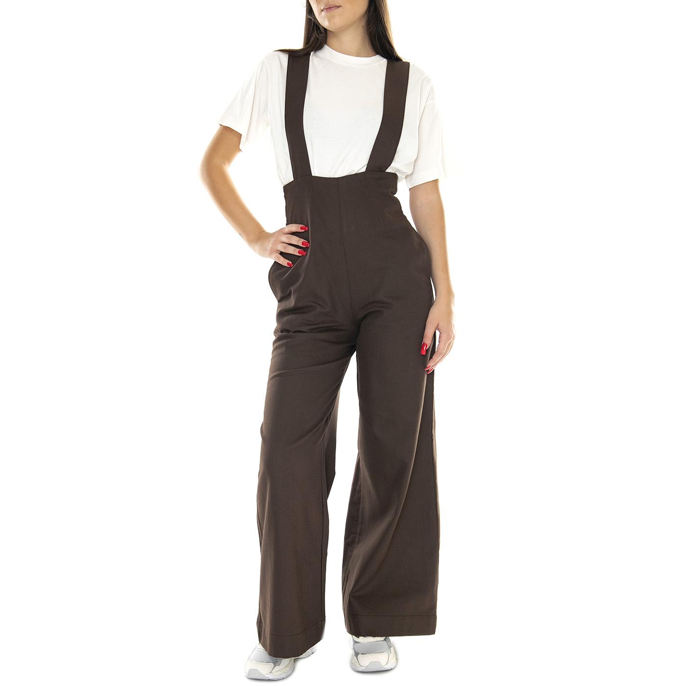 Dark Brown Pia Jumnpsuit - Tuta Donna Marrone WJS00086  THINKING 