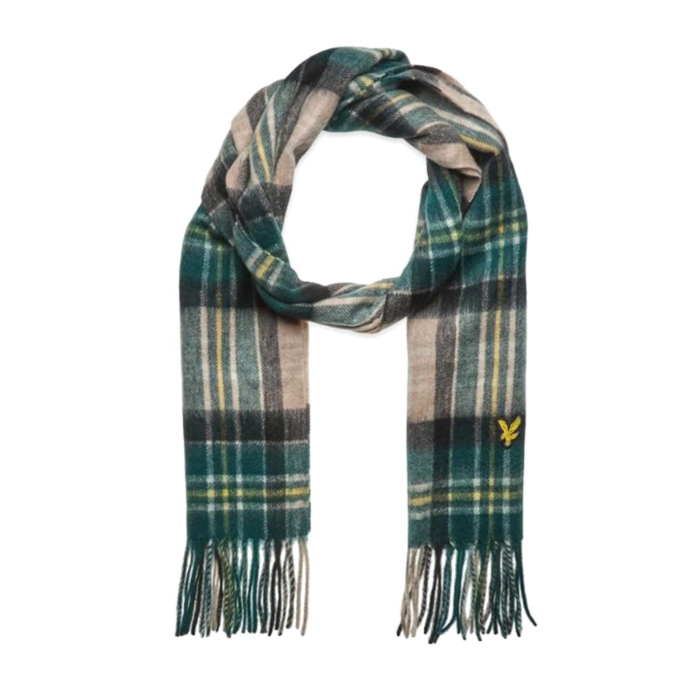 Lambswool Blend Checked Scarf Argyle Teal - Set Cappellino e Sciarpa Multicolore GF2102A-X311  LYLE & SCOTT 