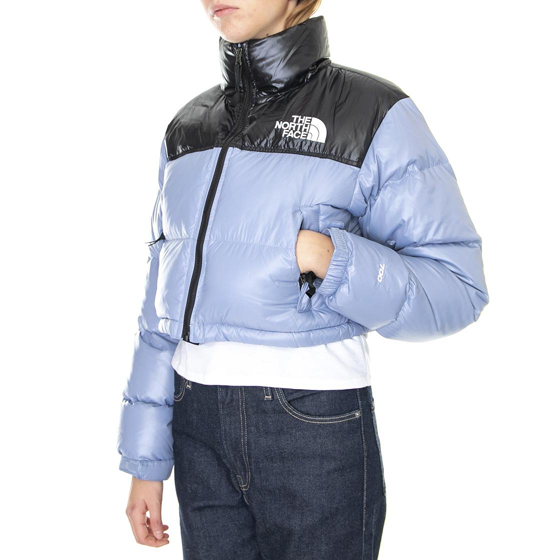 Nuptse Cropped Puffer Jacket Folk Blue / Black - Giacca Invernale Donna Blu / Nera NF0A5GGE73A  THE NORTH FACE 