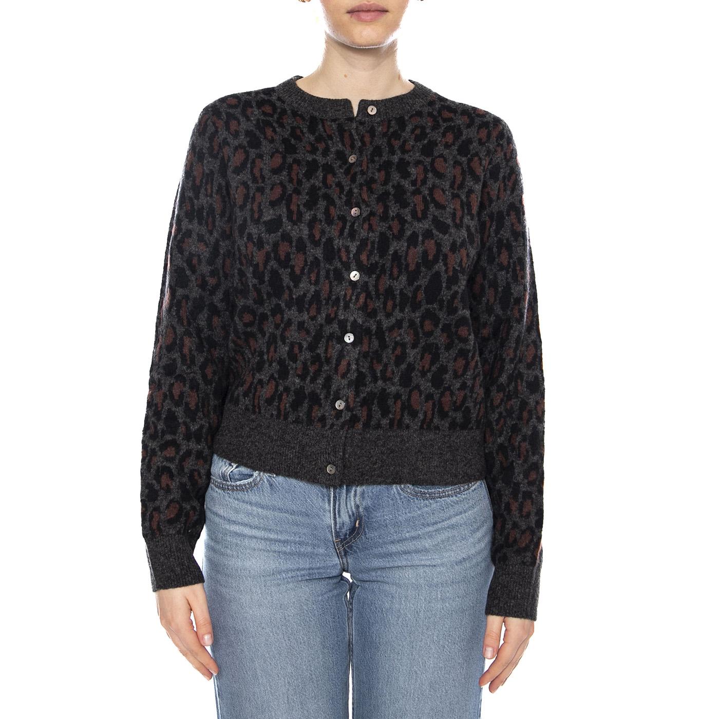 Tara Wooly Cardigan - Dilara Leopard Charc Black - Cardigan Donna Nero 004H1-0000 . LEVIS 