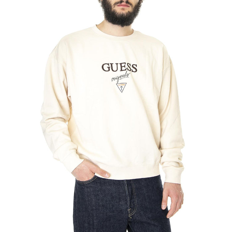 Go Baker Logo Crewneck / No Wash - Felpa Girocollo Uomo Beige M2BQ09K9YH1  GUESS ORIGINALS 